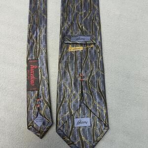 Vintage Brioni Tie Black Gold Purple 100% Silk Hand Made in Italy Barcelino